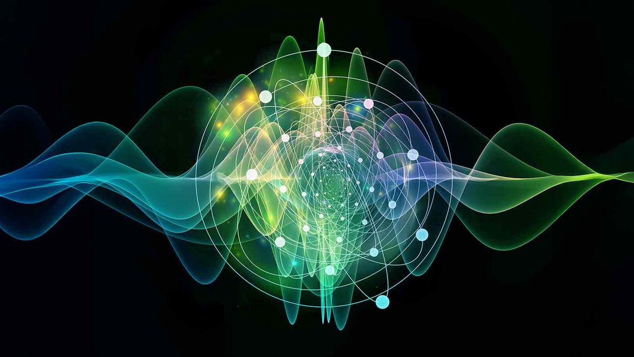 A computer generated image of particles and waves.