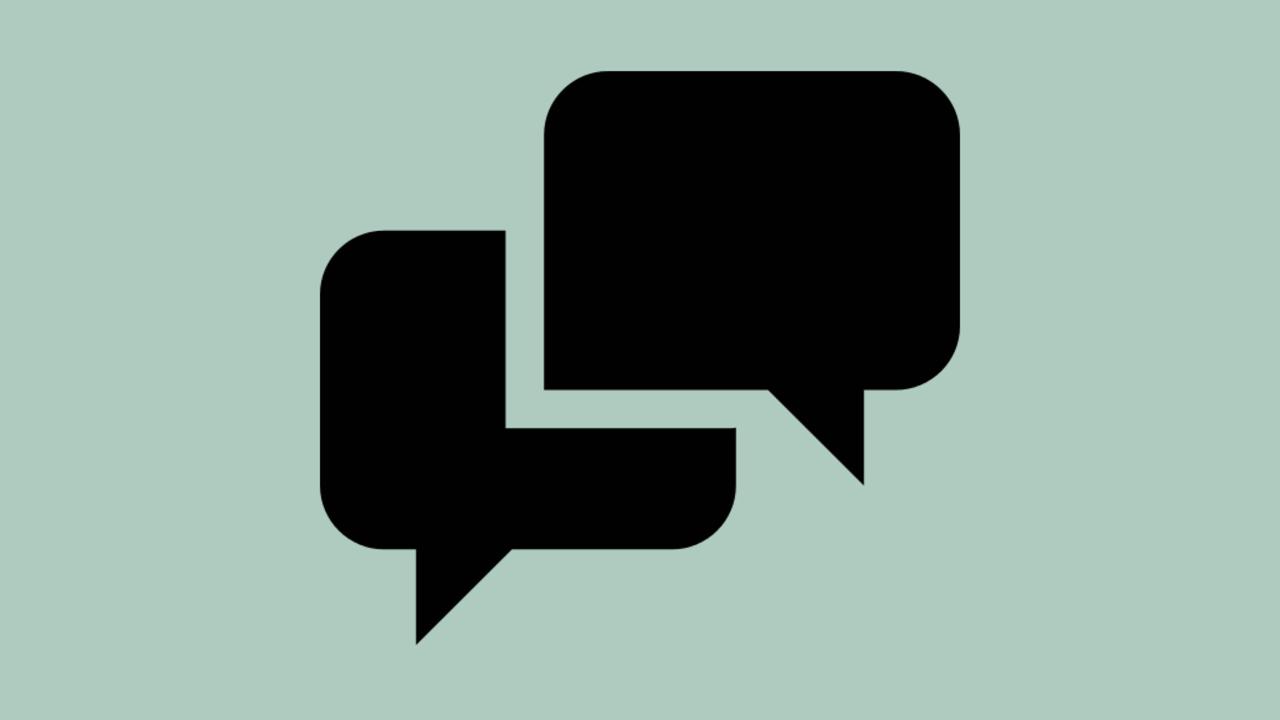 Ikon med två pratbubblor för att illustrera kontakt.