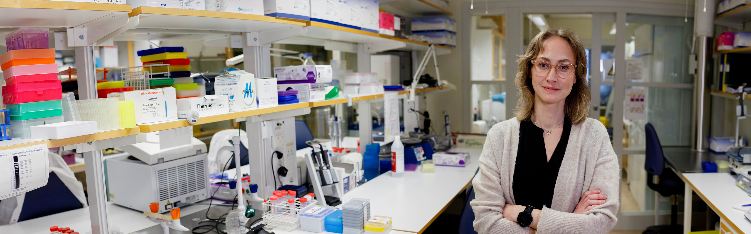 Research group leader Angelica Nordin in her laboratory.