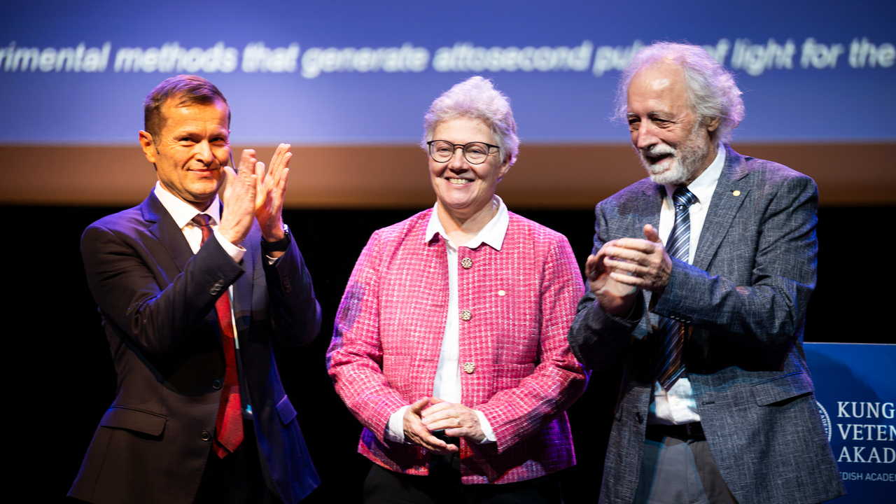 Ferenc Krausz, Anne L'Huillier och Pierre Agostini.