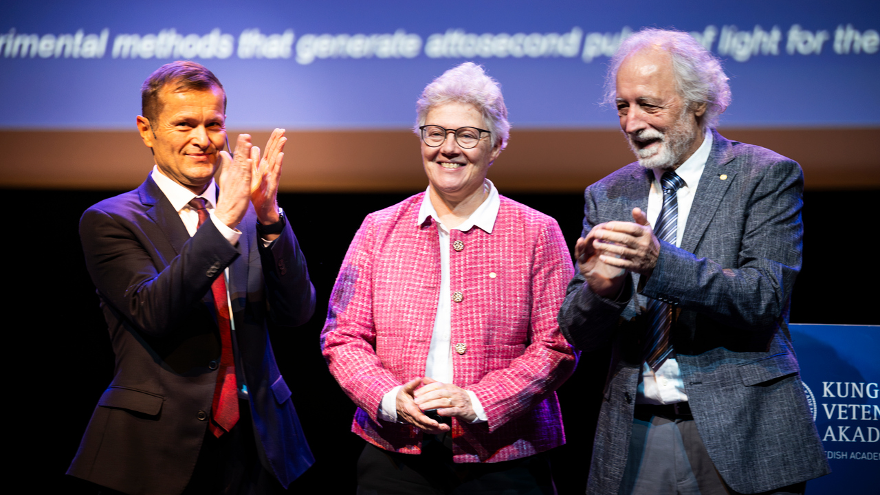 Ferenc Krausz, Anne L'Huillier och Pierre Agostini.