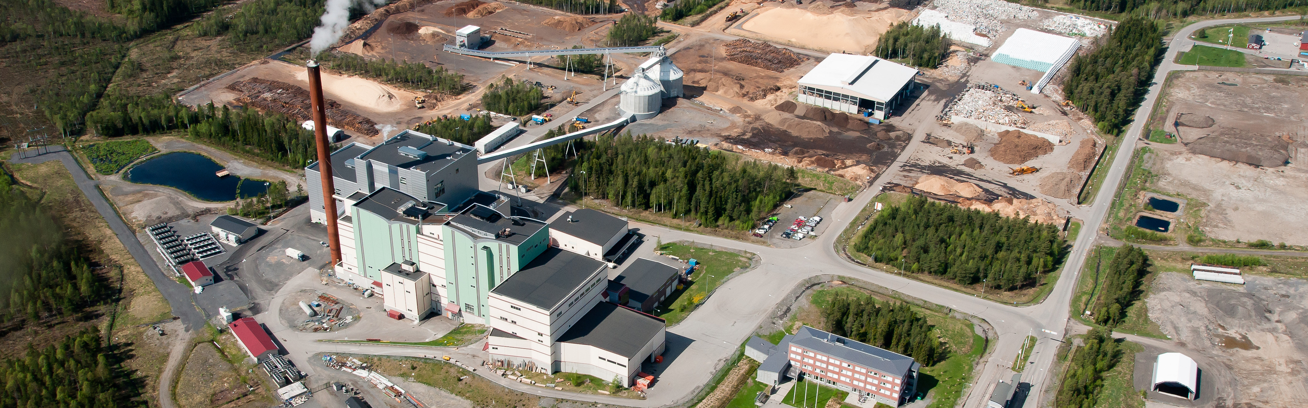 Flygbild över Dåva kraftvärmeverk