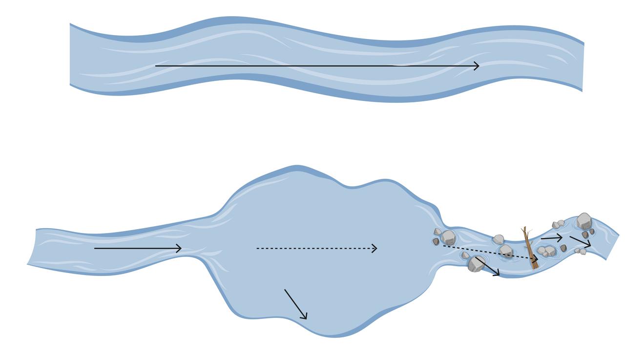 En illustration över naturliga barriärer i vattendrag.