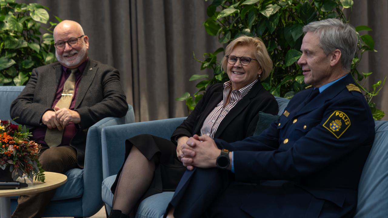 Petra Lundh, rikspolischef och Lars Wahlberg, biträdande regionpolischef Nord i panelsamtal