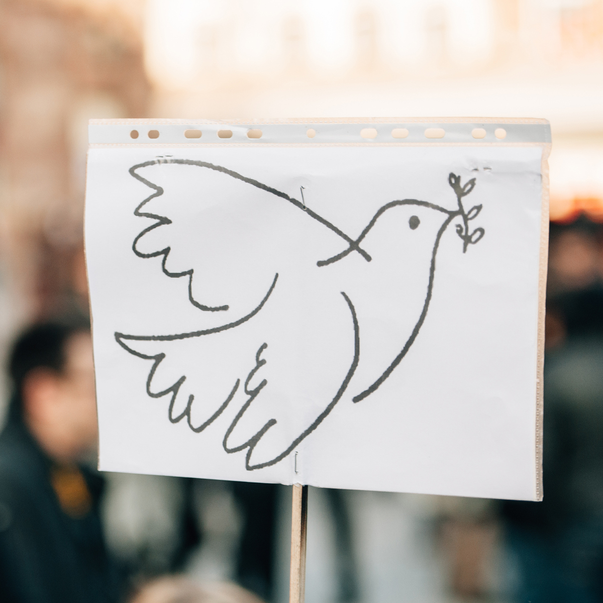 Fredsduva på skylt.