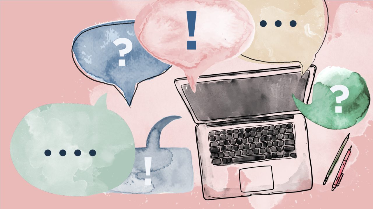 Illustration showing some speech bubbles. Genre image.