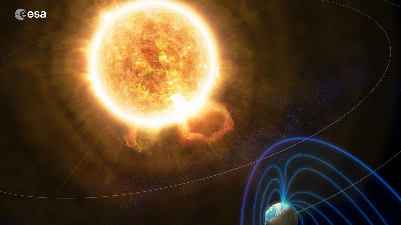 En konstnärs återgivning av ett solsystem med två planeter.