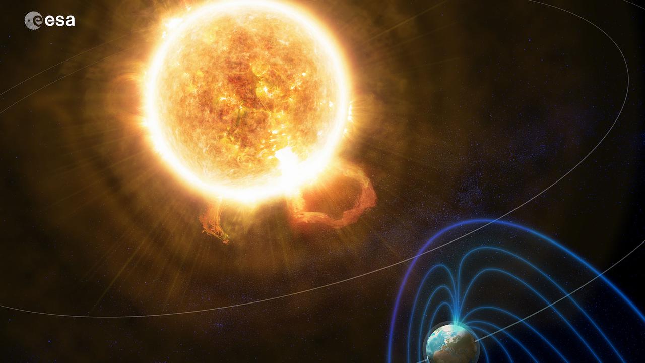 En konstnärs återgivning av ett solsystem med två planeter.