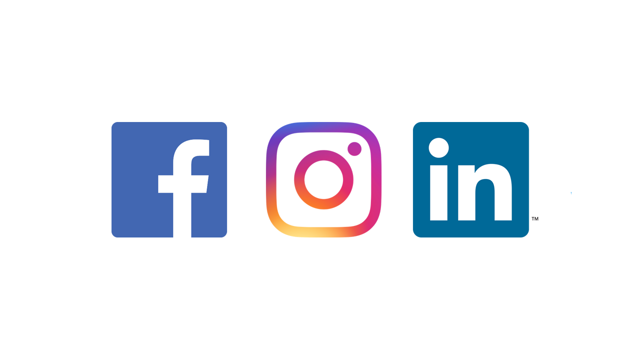 Logotyperna för facebook, instagram och Linkedin.
