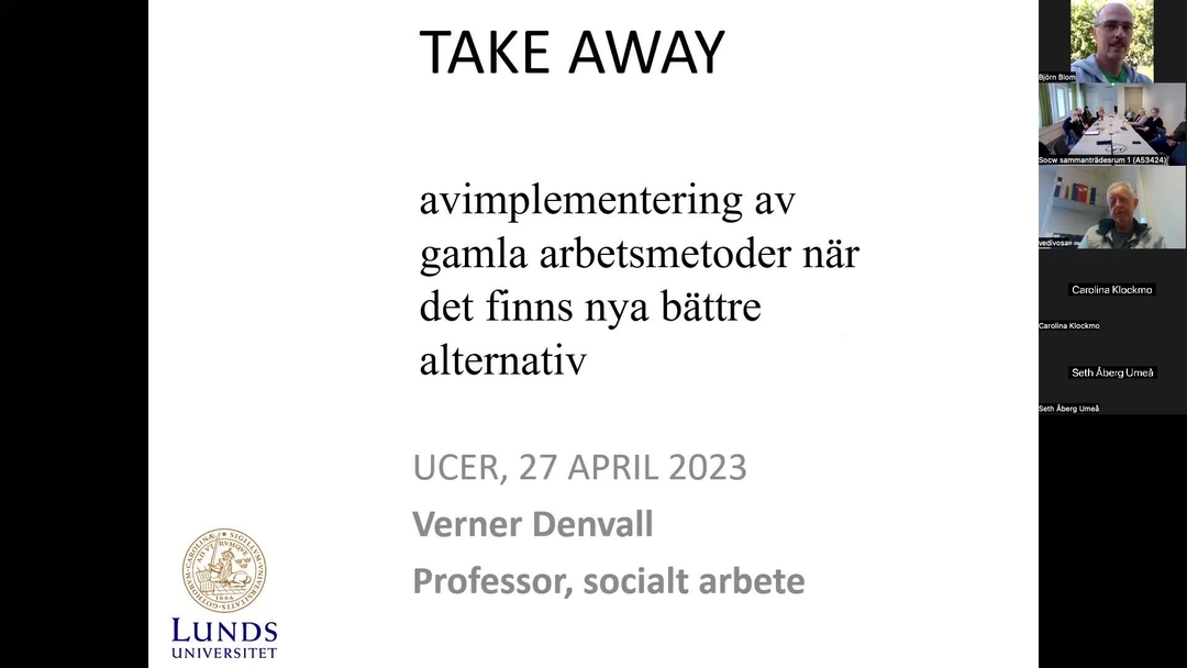 Film: UCER seminarium med Verner Denvall
