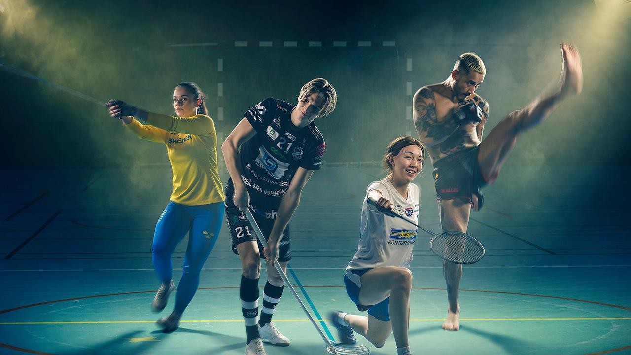 Fyra elitidrottande studenter vid Idrottshögskolan och Umeå universtitet.