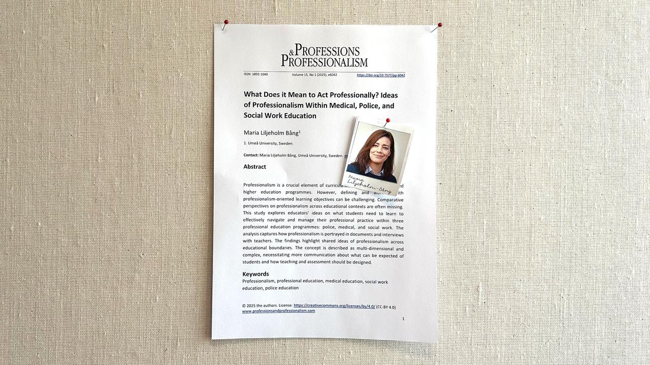 Maria Liljeholm Bångs artikel på en anslagstavla