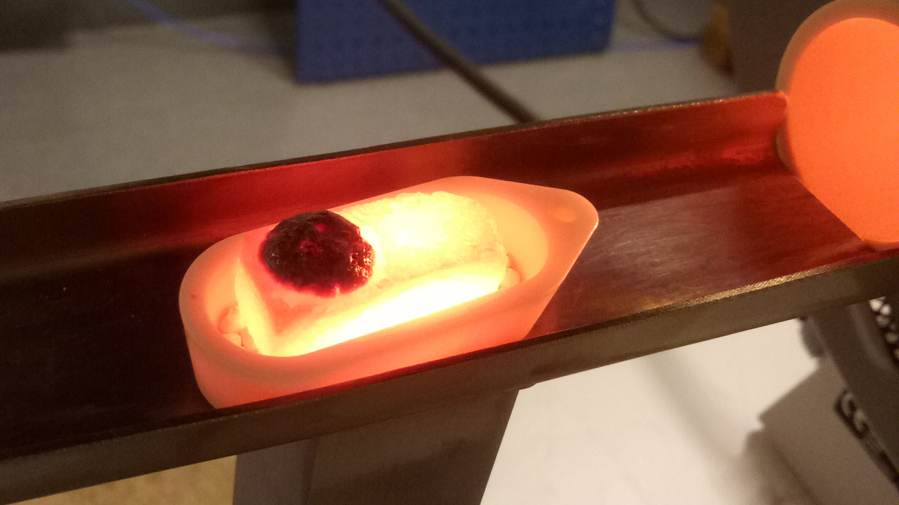 Ett prov efter bränning i kalkugnen.