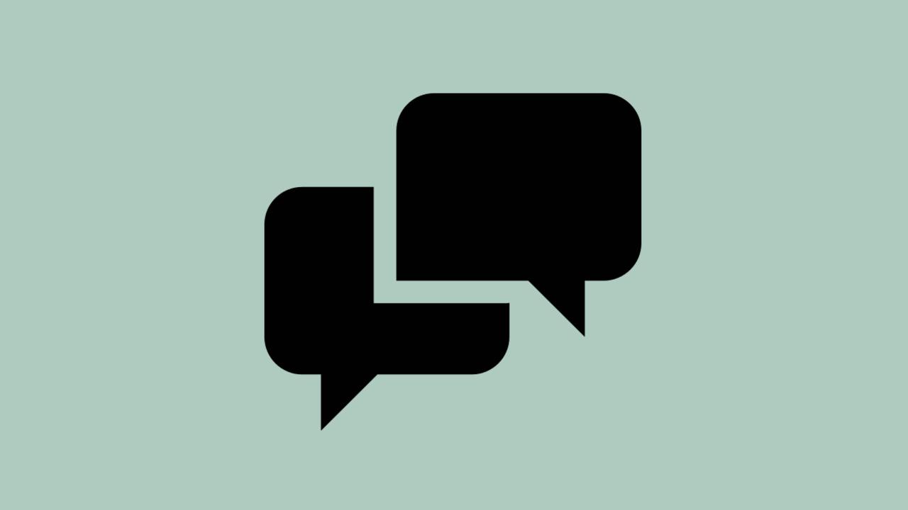 Ikon med två pratbubblor för att illustrera kontakt.