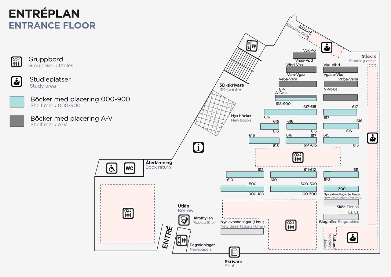 Medicinska biblioteket, Entréplan karta
