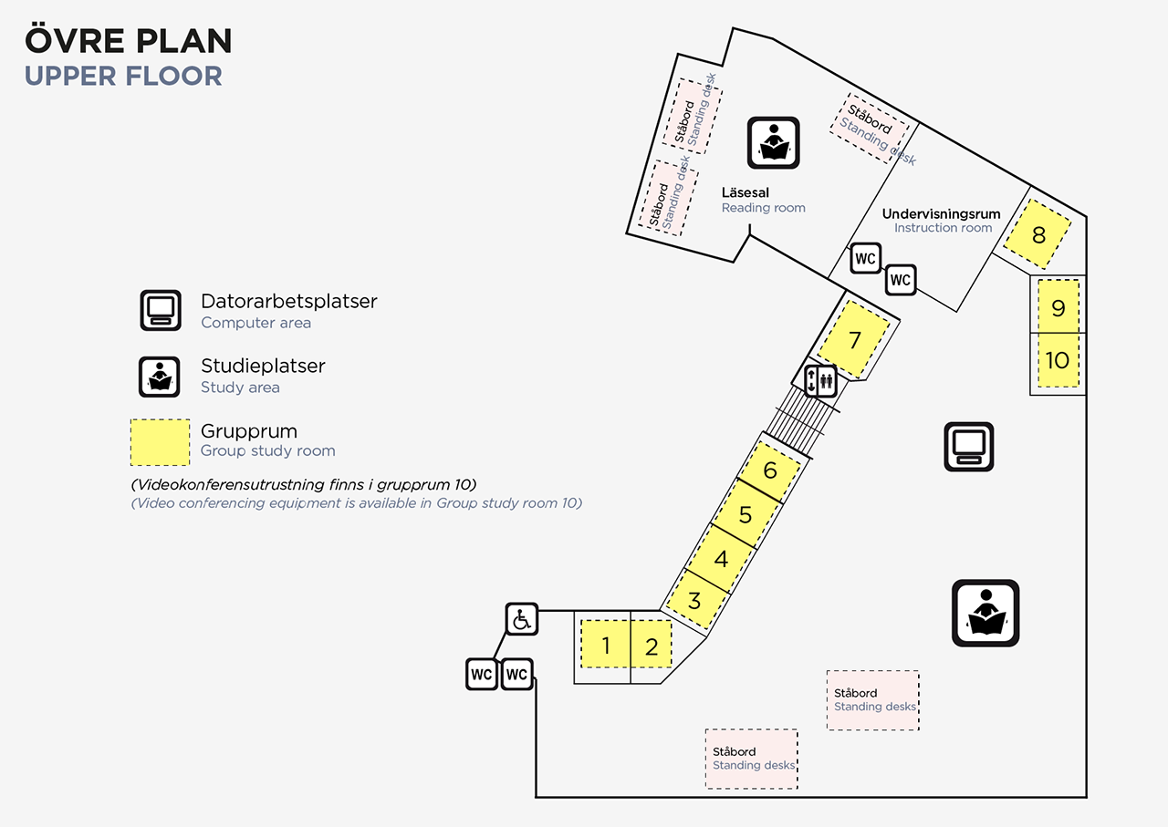 Medicinska biblioteket, Övre plan karta