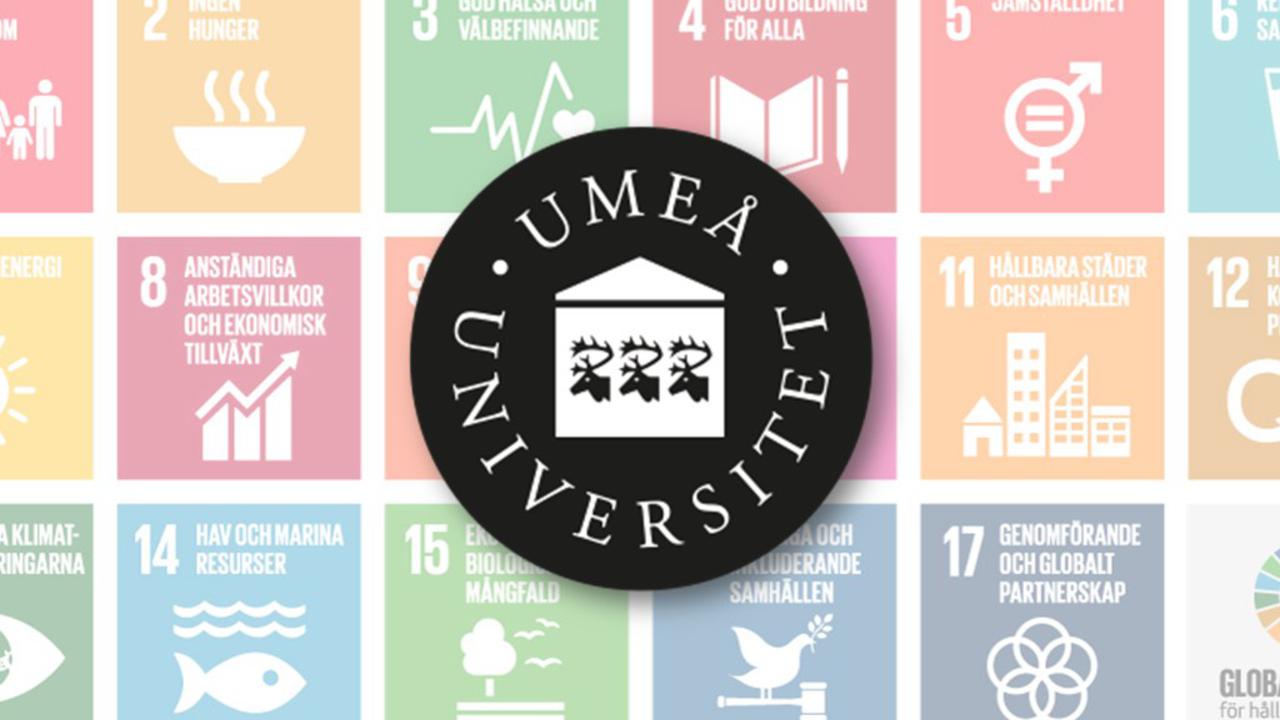 UMU logotyp på en bakgrund för Agenda 2030