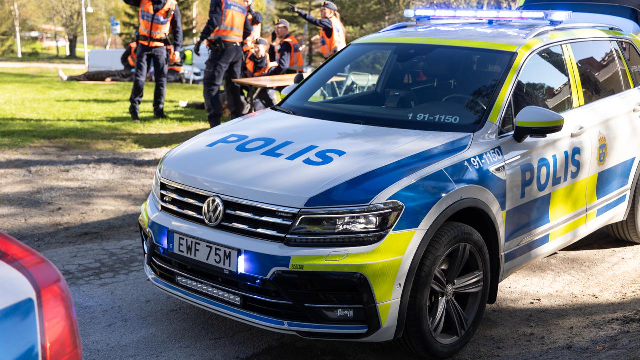 Polisbil vid samverkansövning på Sandö