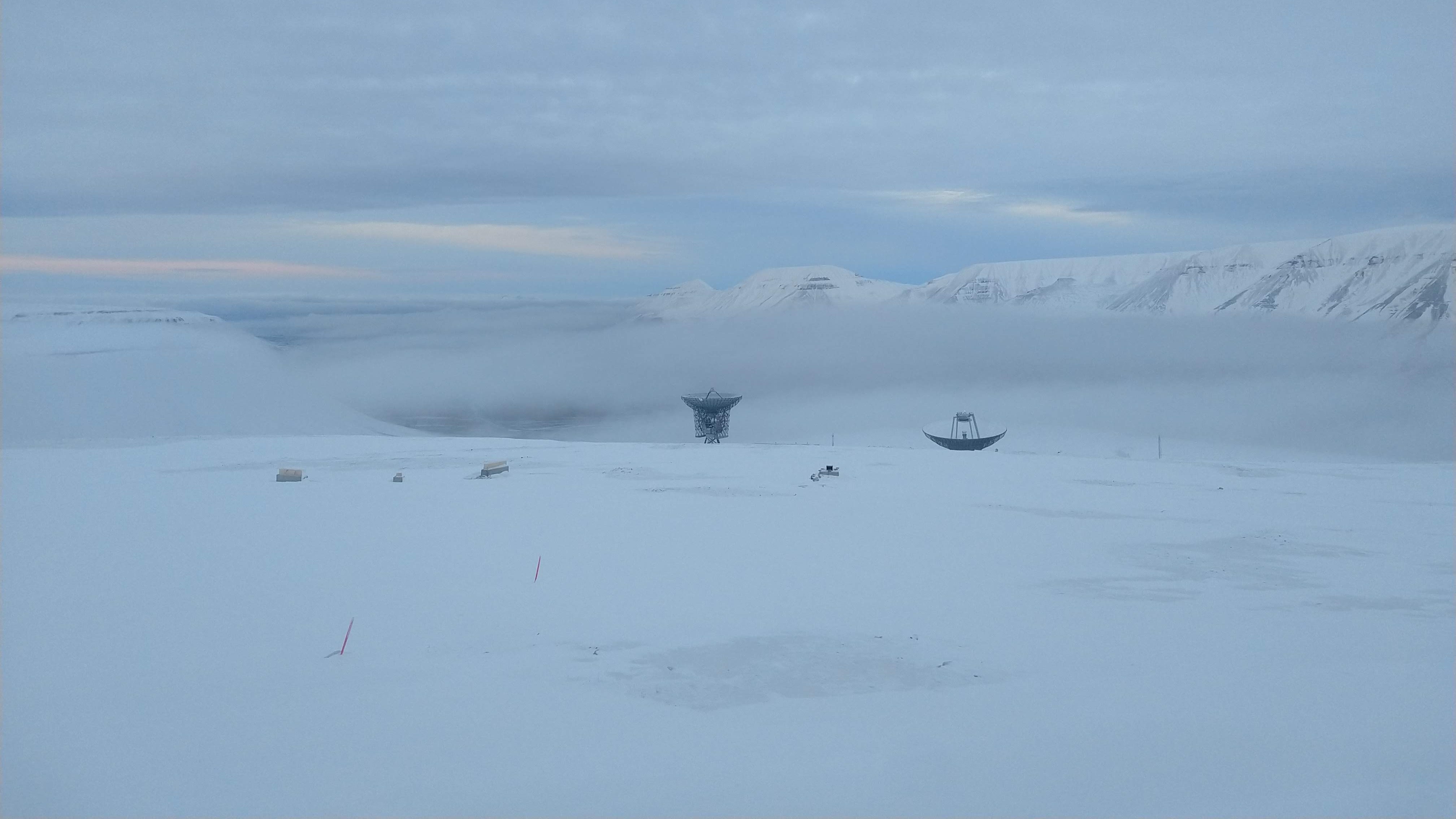 A view on the EISCAT radar from the Kjell Henriksen Observatory