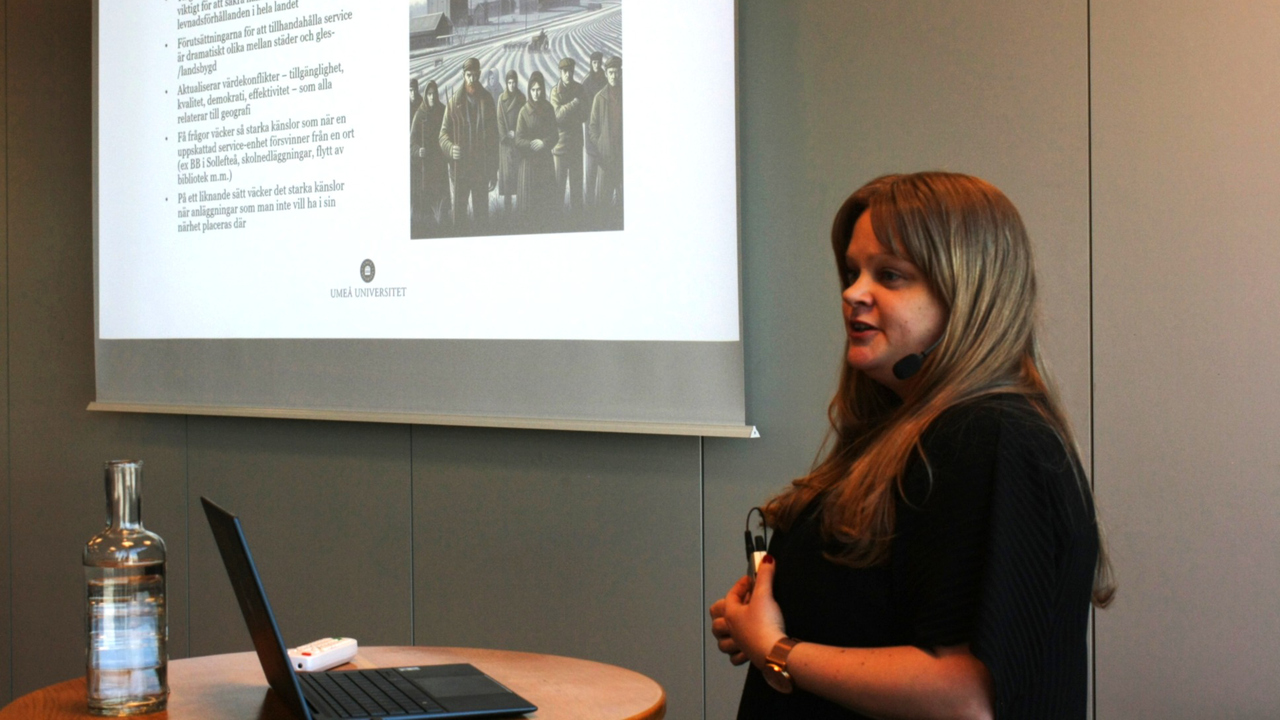 Louise Skoog presenterar ”Välfärd nära dig? Geografisk polarisering i den svenska välfärdsstaten”.
