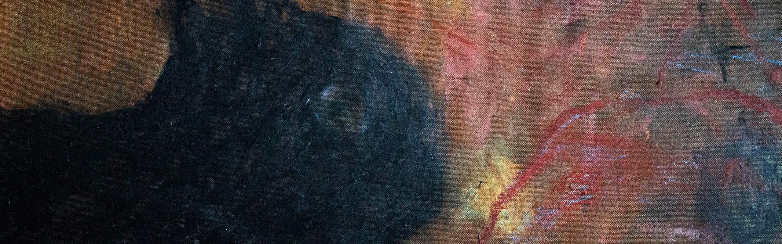 Målning av svart kanin på olikfärgad botten