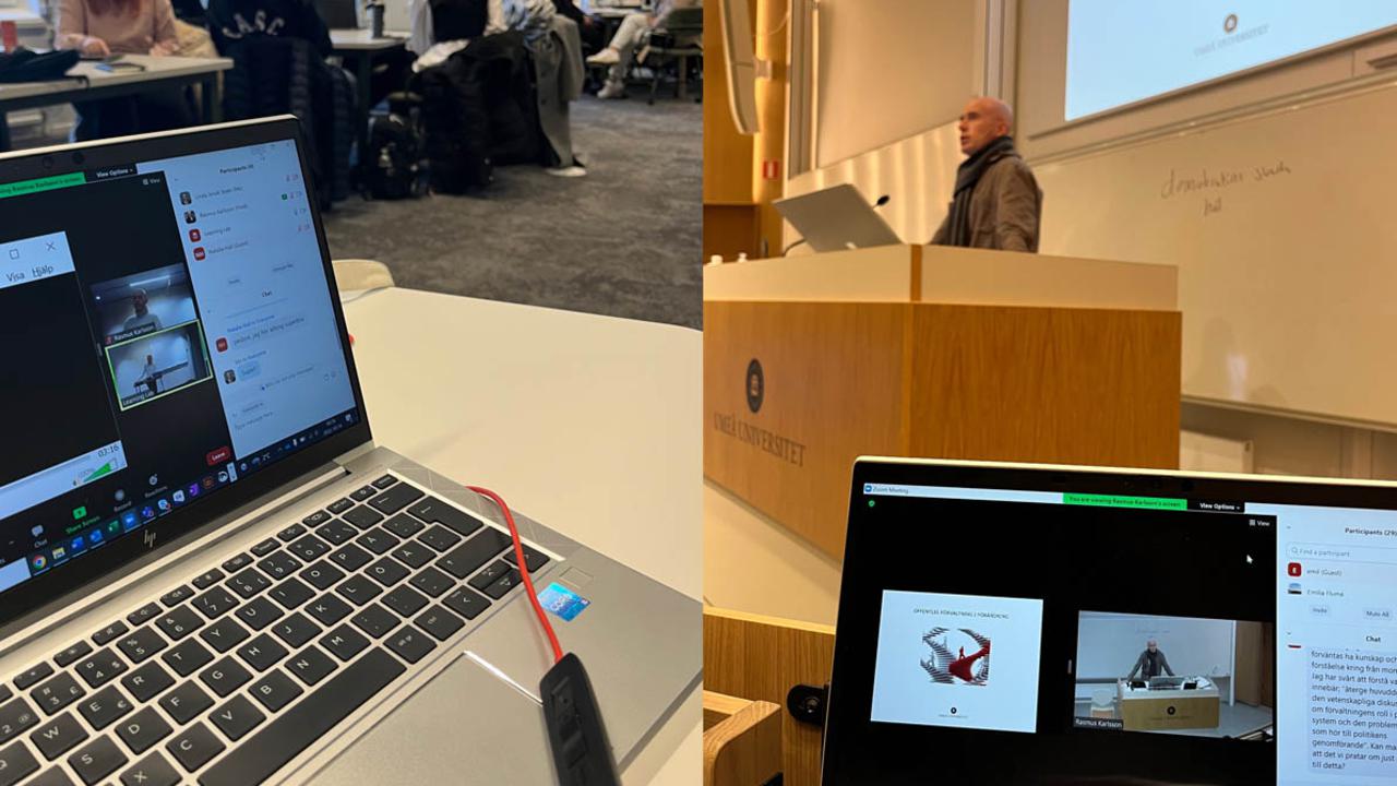 Kollage från seminarium och föreläsning med HyFlex undervisning