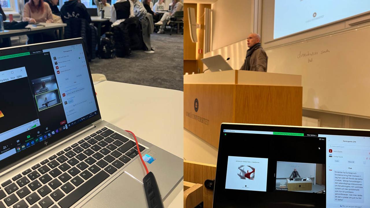 Kollage från seminarium och föreläsning med HyFlex undervisning