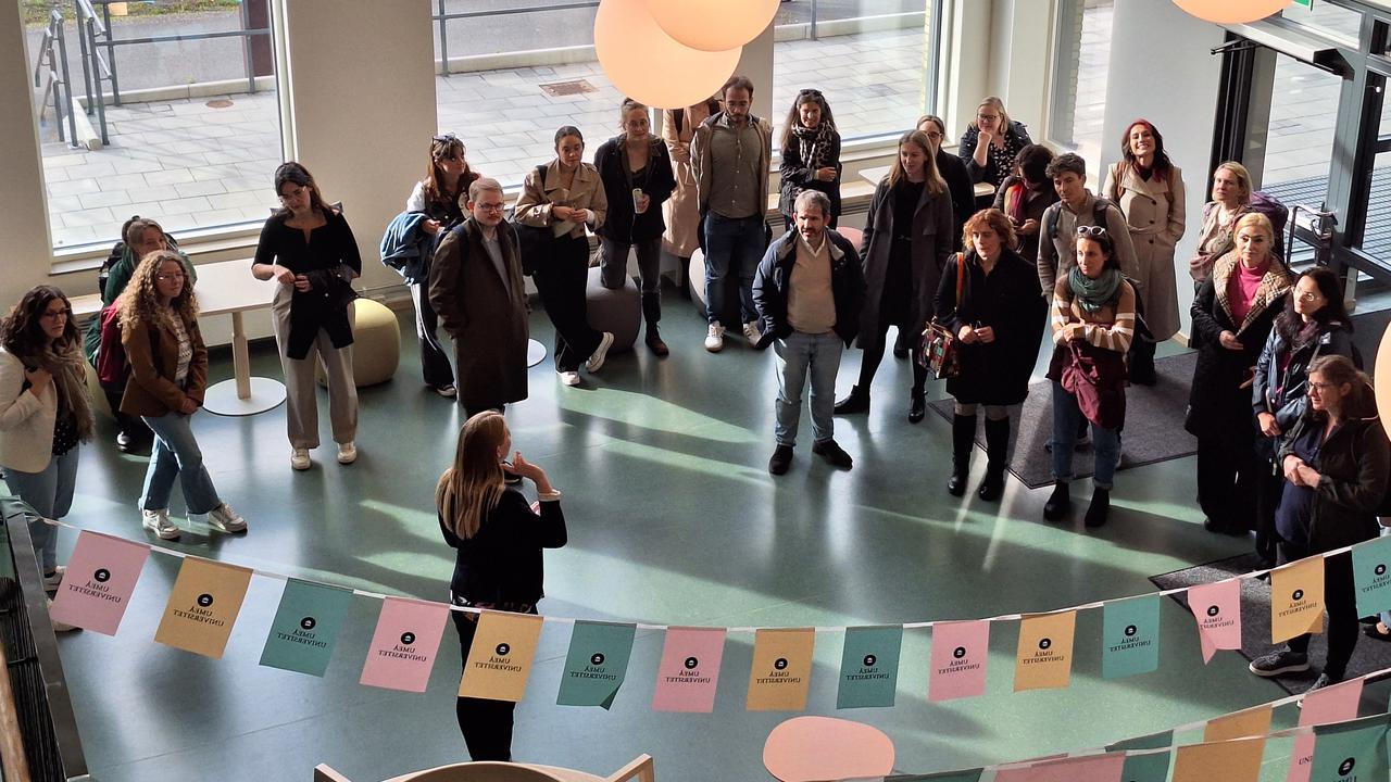 grupp av besökare på campusguidning