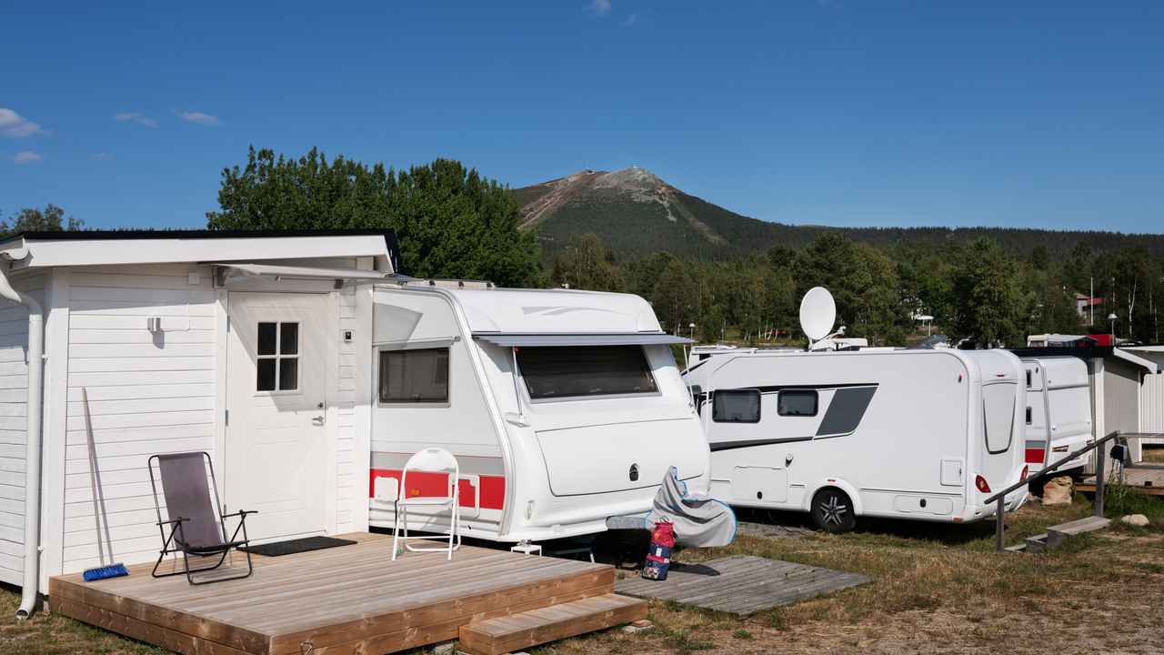 Uppställda husvagnar