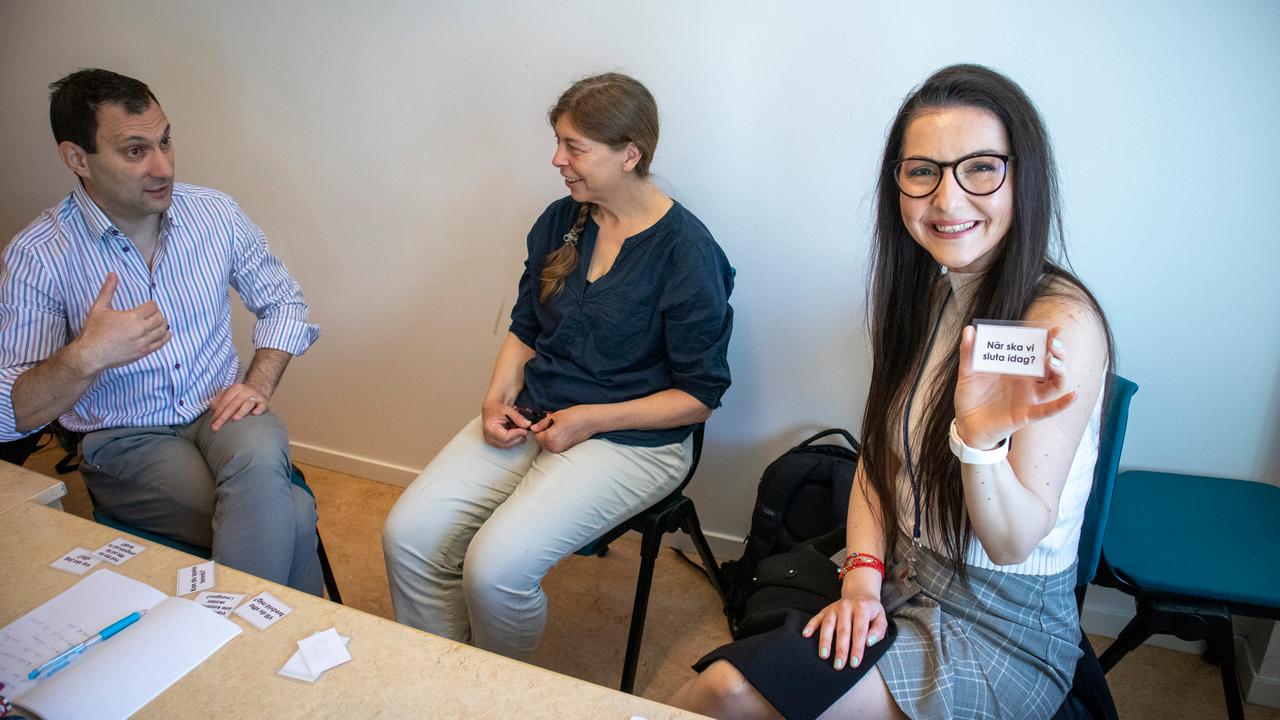 Bild från lektion i svenska med forskare