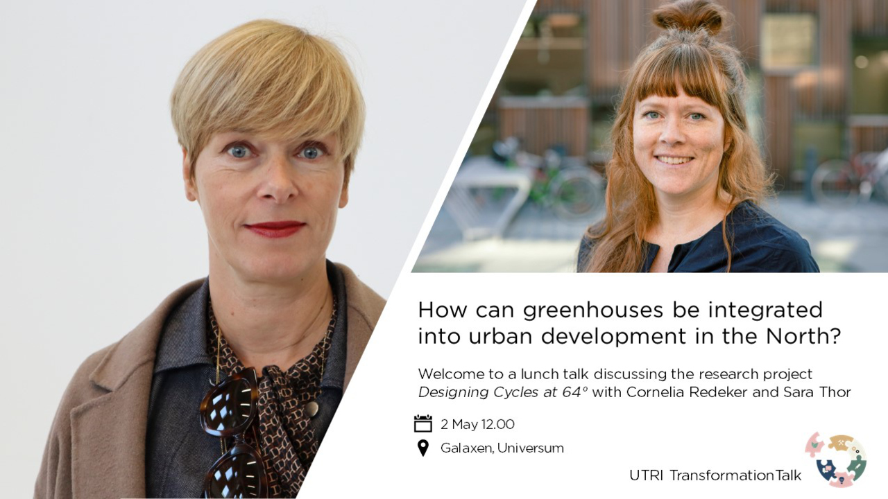 Affishbild över Cornelia Redeker och Sara Thor inför ett event mws UTRI.