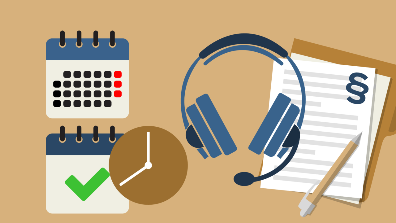 Hörlurar, Kalender, klocka, penna, checklista