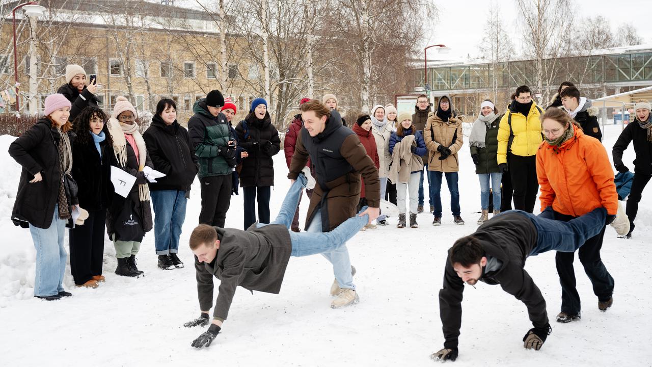 Students in the snow