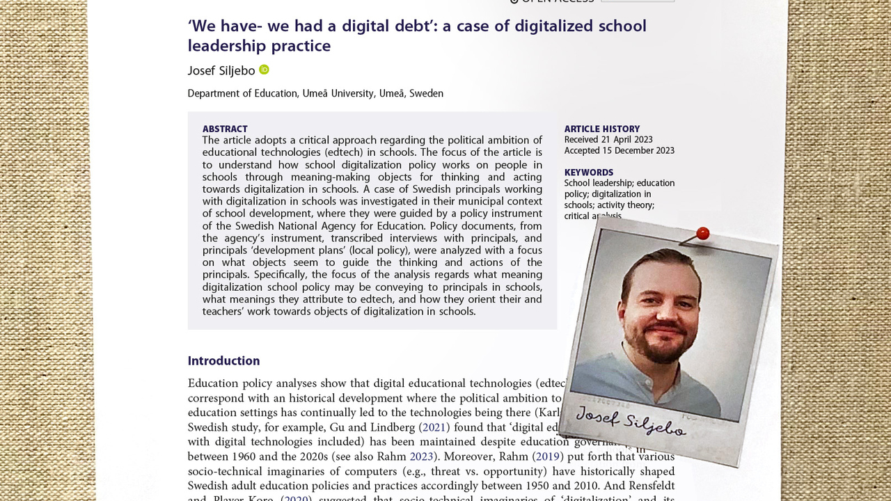 Anslagstavla med Josef Siljebos artikel uppsatt