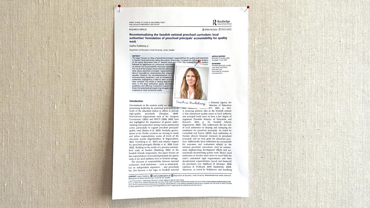 Sophia Rudebergs artikel på en anslagstavla