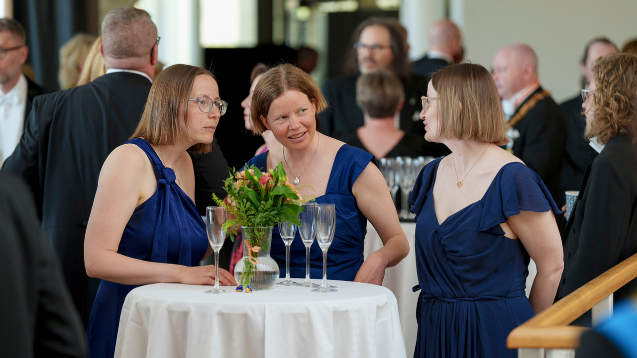 tre systrar minglar under vårpromotionen