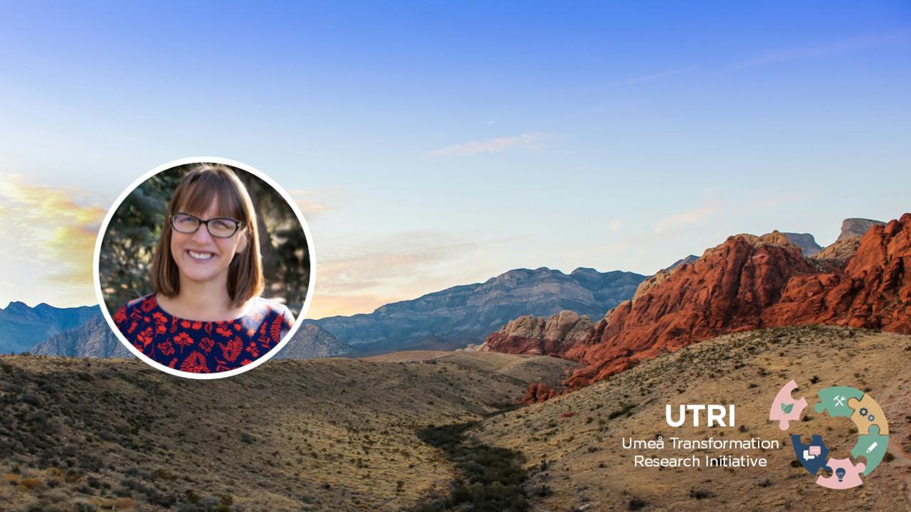 Amerikanskt landskap. Rund porträttbild på kvinna