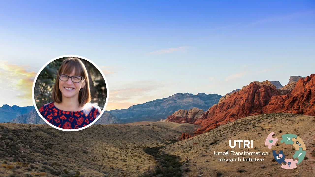 Amerikanskt landskap. Rund porträttbild på kvinna