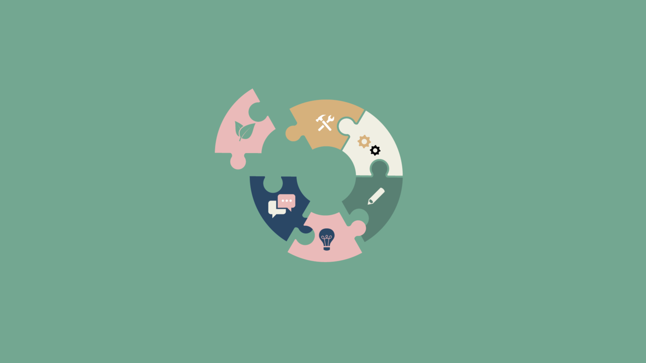 Illustration av pussel i form av ett nav som ska representera UTRI, Umeå Transformation Research Inititive