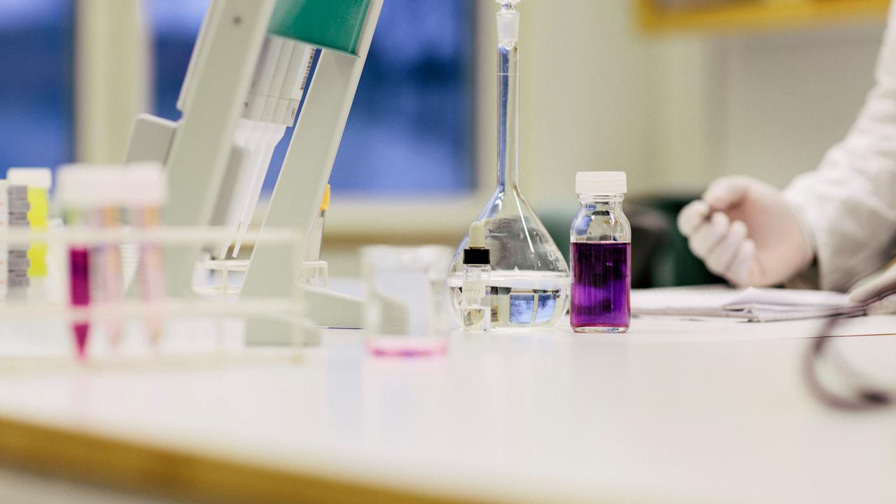 Bild på studenter i labb