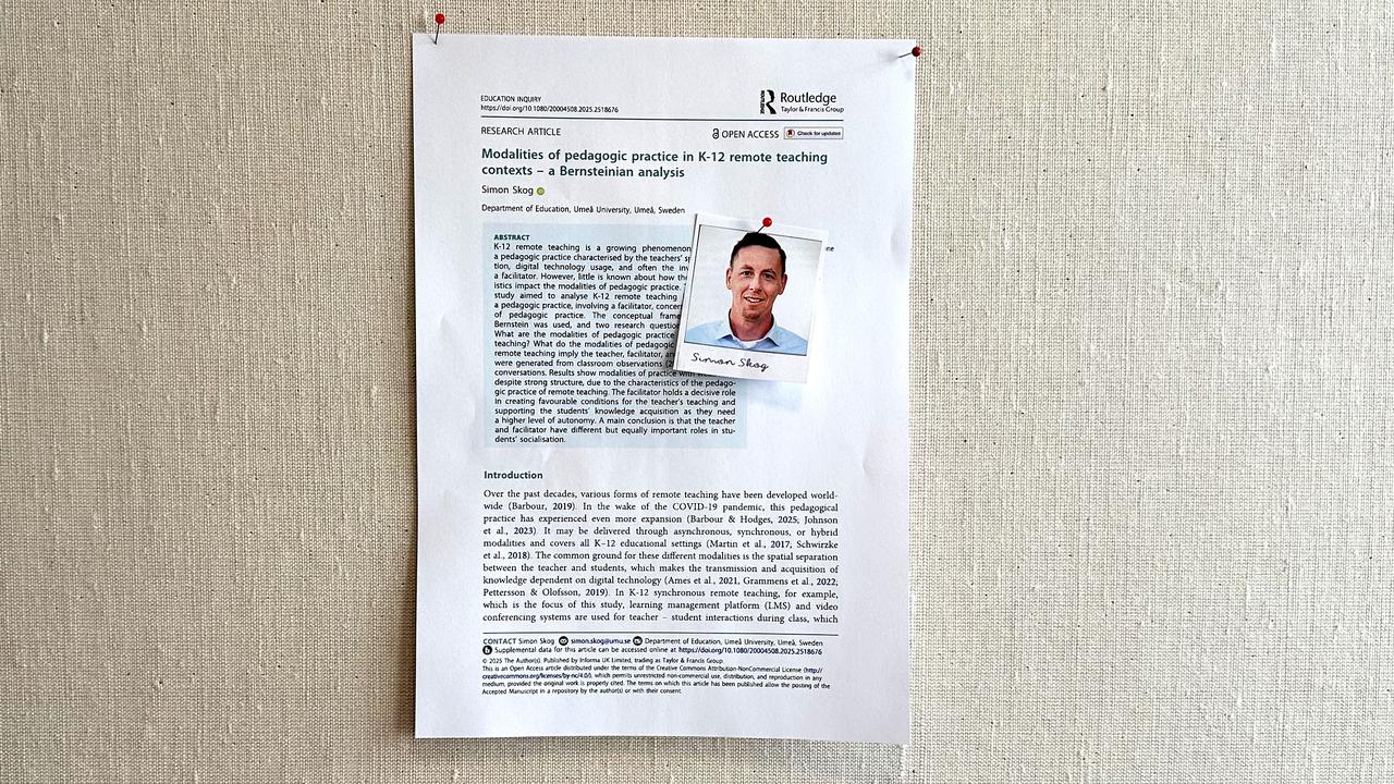 Simon Skogs artikel på anslagstavla