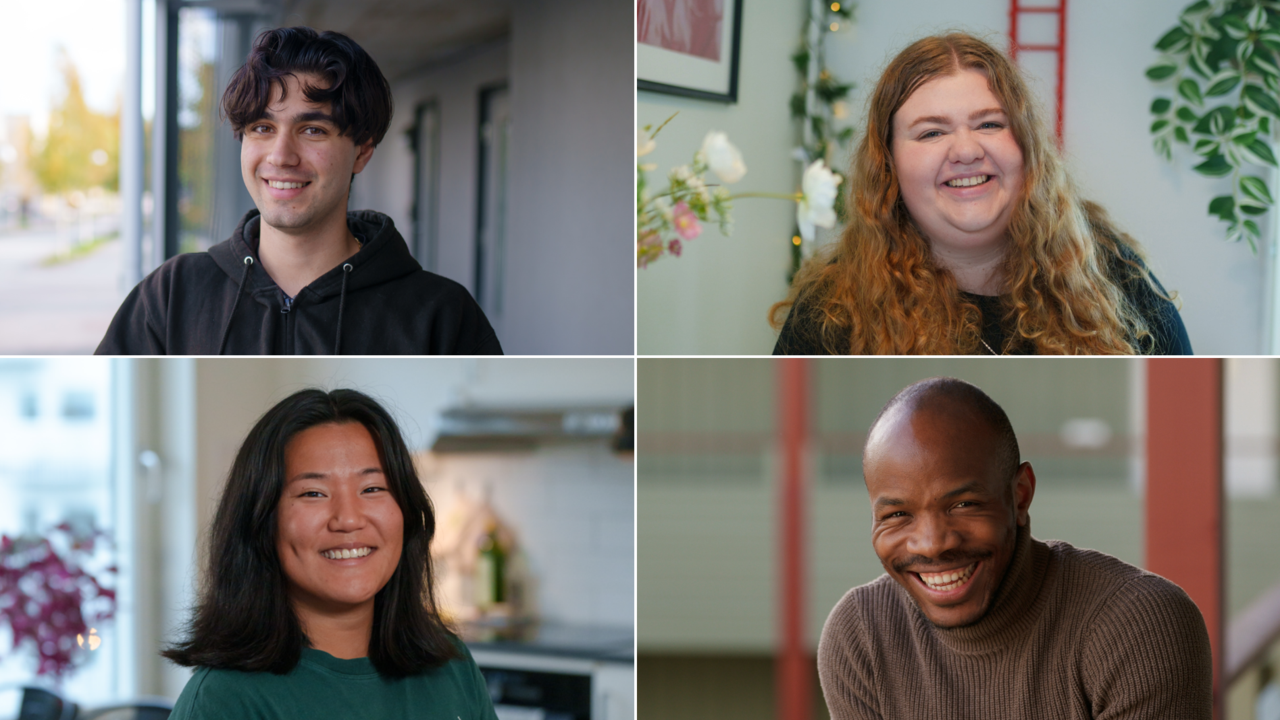 De fyra studenterna som deltar i Hallå campus säsong tre.