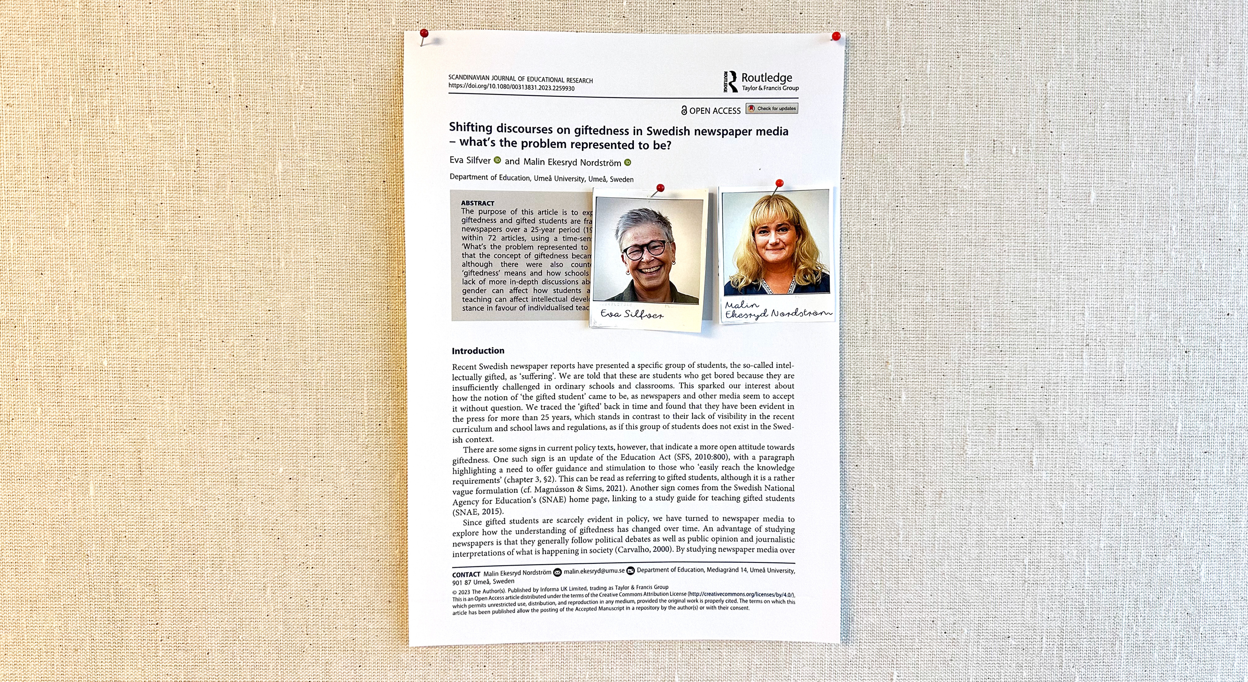 Publikation 2023: Eva Silfver och Malin Ekesryd Nordström