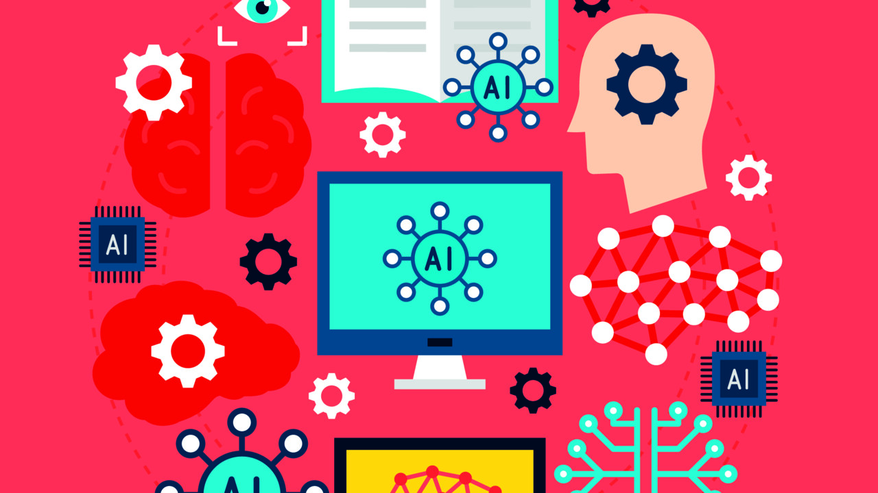 Illustration med symboler som ska visualisera artificiell intelligens.