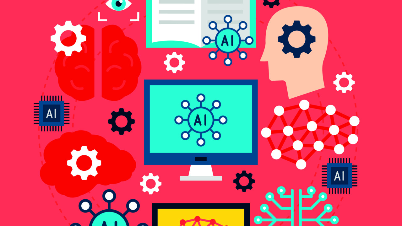 Illustration med symboler som ska visualisera artificiell intelligens.