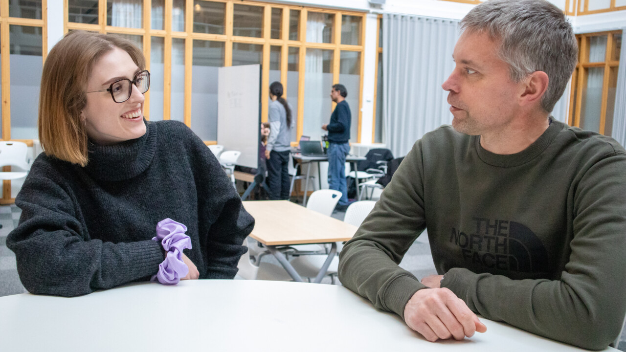 Bild på Anna Karlsson, student och Markus Ådahl, programansvarig