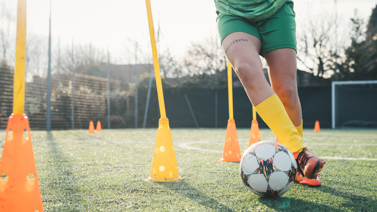 Fotbollsspelare på träning