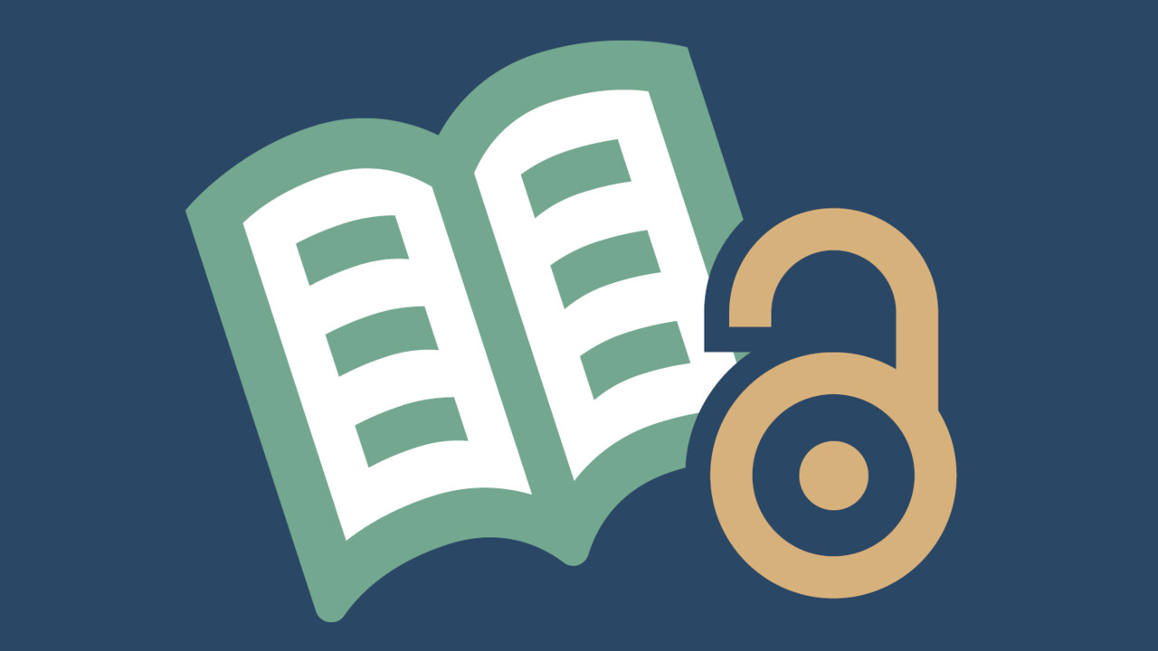 Illustration av en öppen bok och ett öppet hänglås som ska symbolisera open access