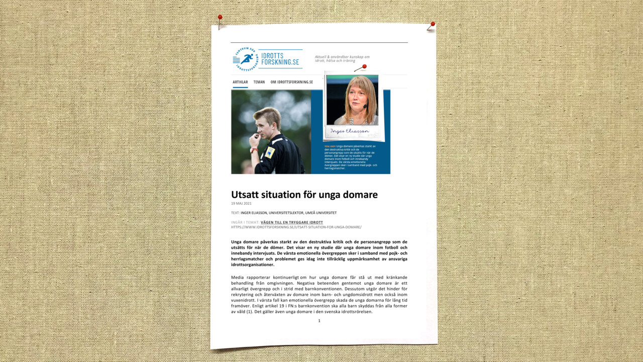 Inger Eliassons artikel i Idrottsforskning.se