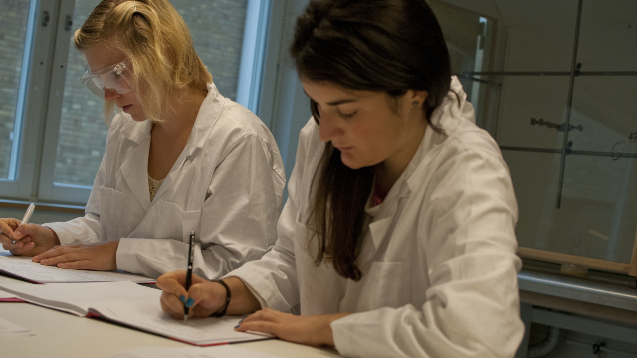Bild på studenter i labbet